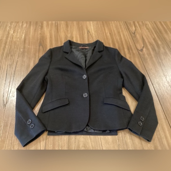 Bally black collar office jacket 2 button up blazer medium - Picture 4 of 12